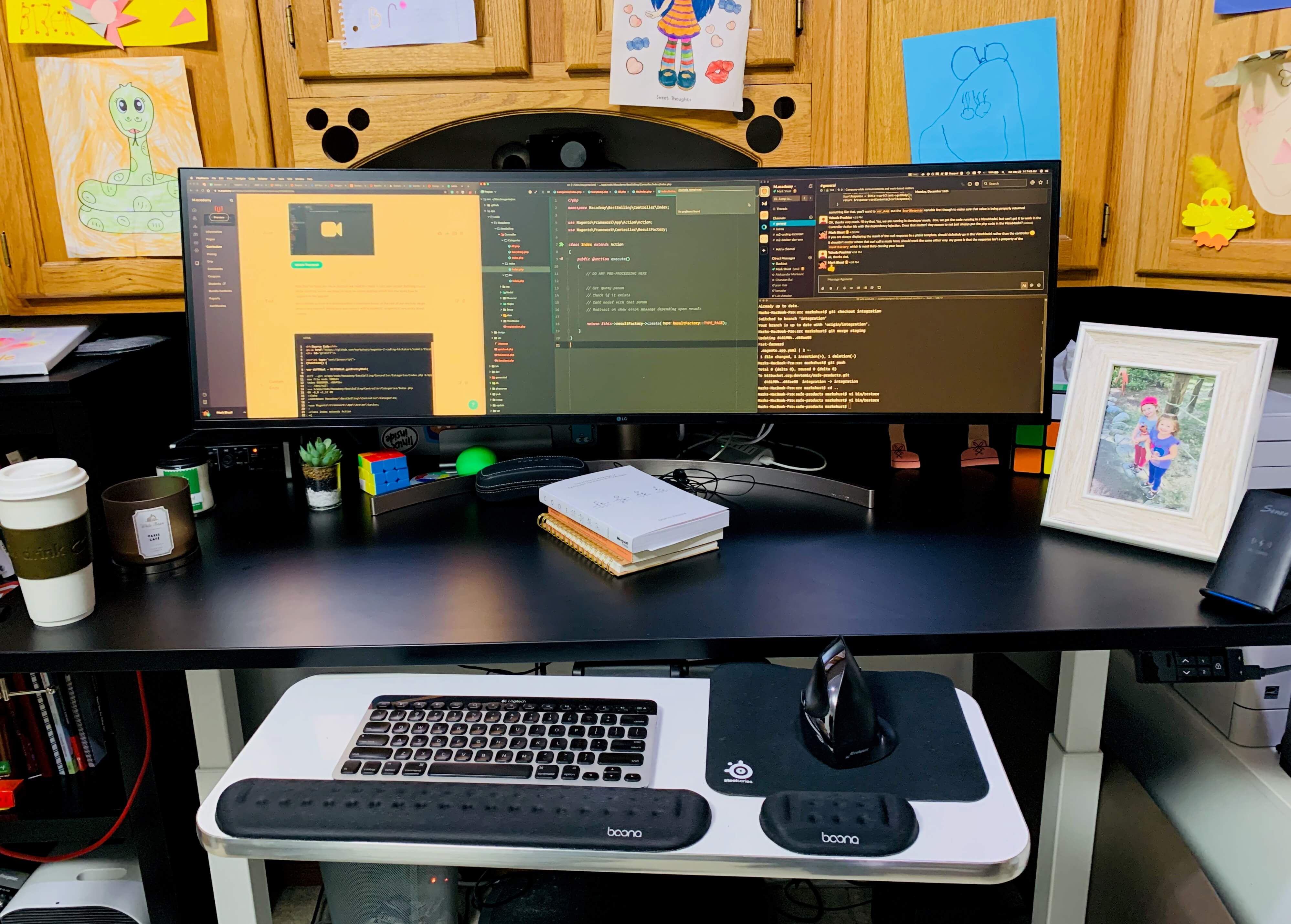 Sit stand desk with camera