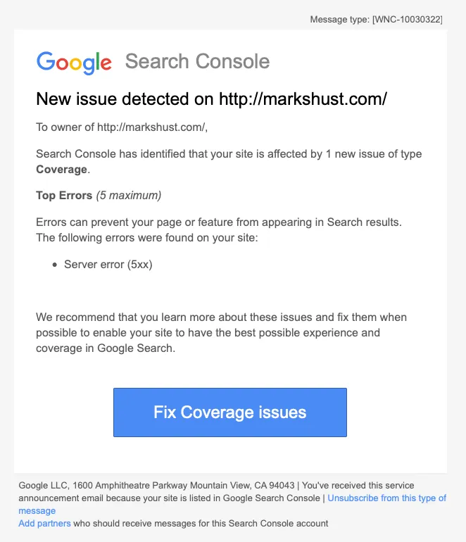 Coverage email