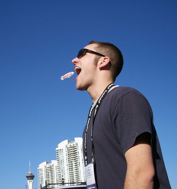 Mark eating a blimp in Vegas