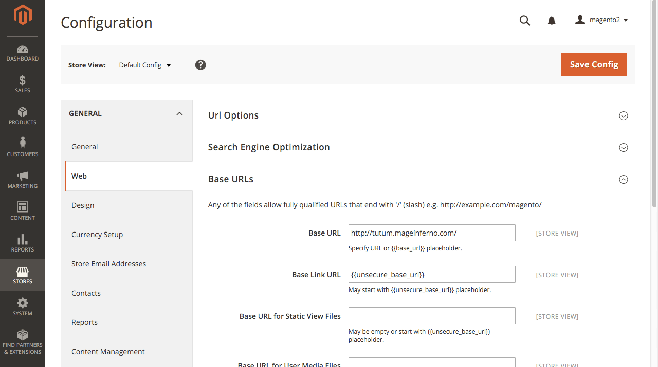 Magento 1 web config