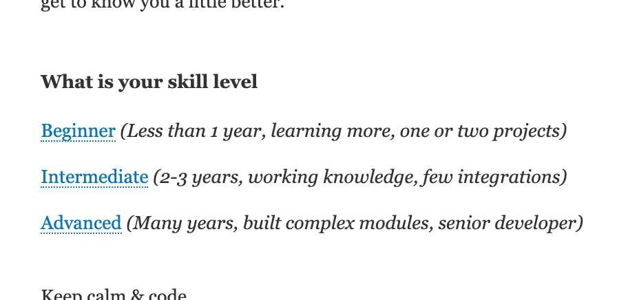 What is your skill level